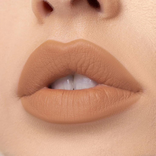 Miss Perfect soft matte lipstick — pink peachy nude fall shade by Beaute & Hoot