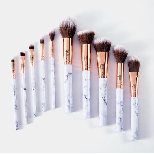 White 10PC Marble Brush Set