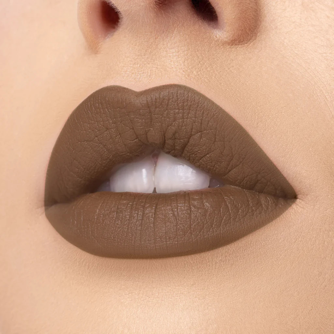 Mixed Feelings chocolate brown soft matte lipstick for fall makeup looks
