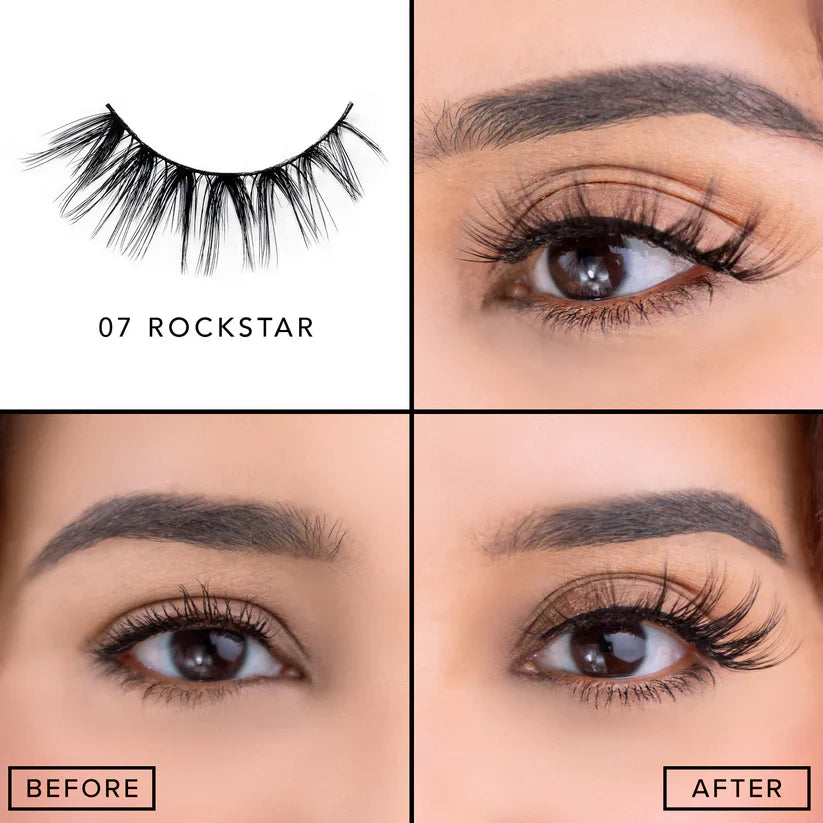 Lash Out 3D Faux Mink Eyelashes – Lightweight, Reusable, Vegan False Lashes for Dramatic Volume and Natural Look - Rockstar