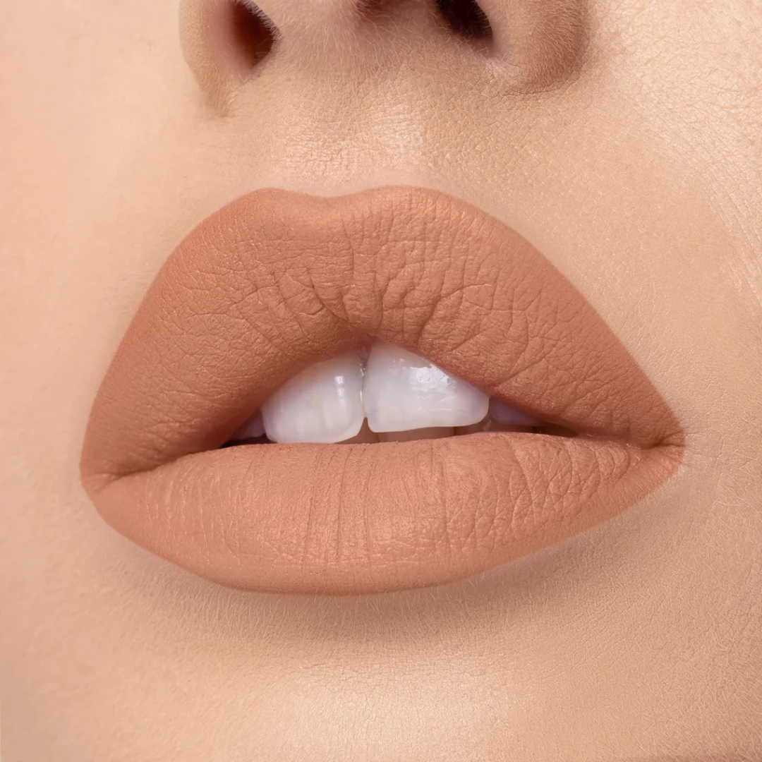 Most Popular peachy nude soft matte lipstick — best fall lipstick for everyday wear
