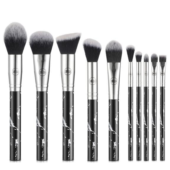 Black 10PC Marble Brush Set